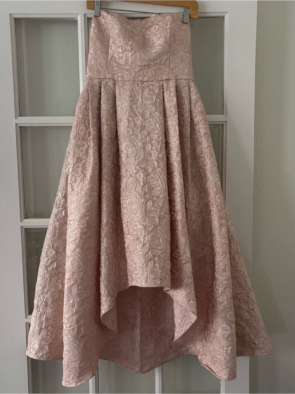 Cachet Blush Rose Jacquard High-Low Skirt
